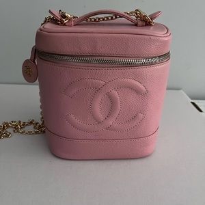 Chanel Pink Vintage Vanity Bag With Chain
